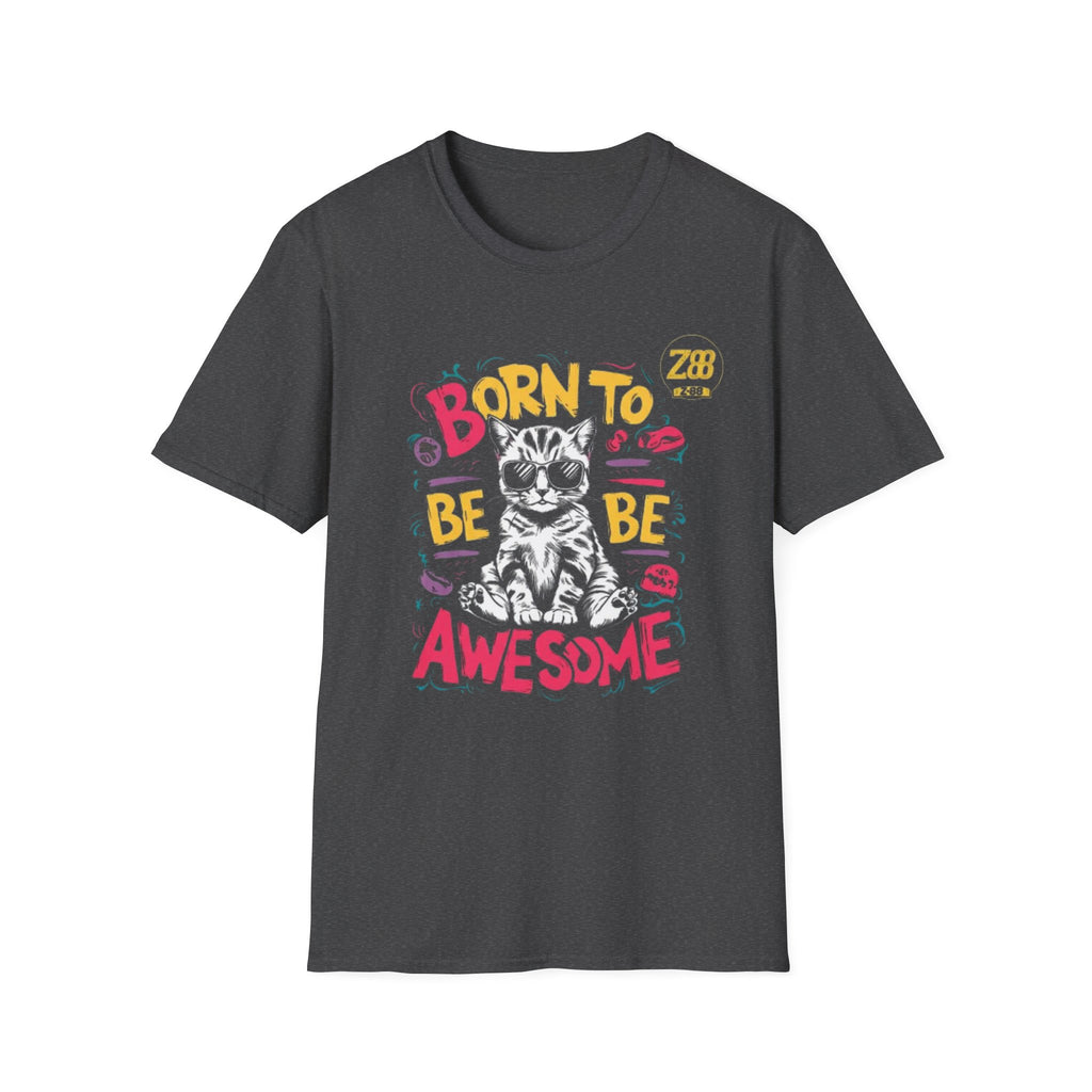 Cat T-Shirt — "Born to Be Awesome" Graphic Tee