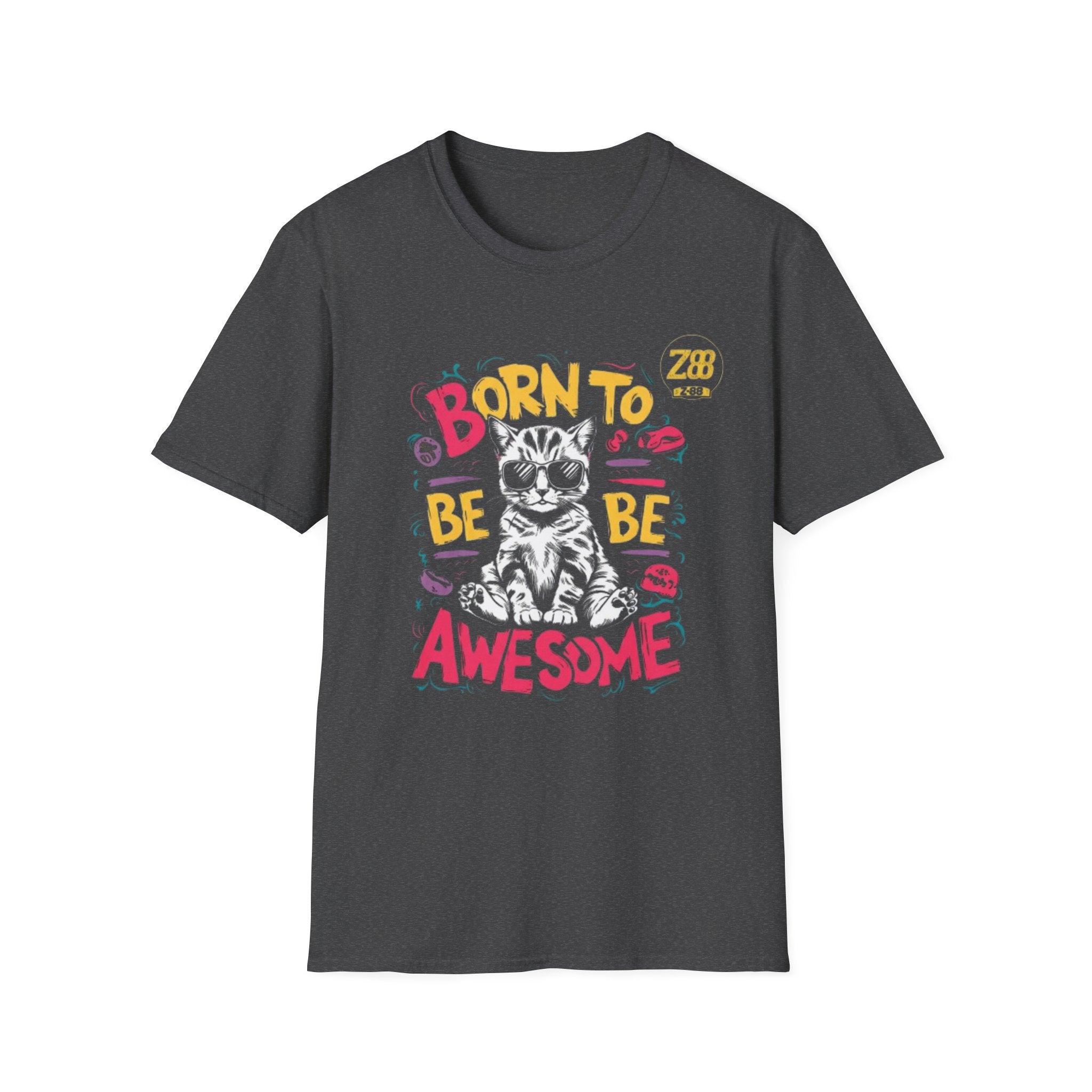 Cat T-Shirt — "Born to Be Awesome" Graphic Tee