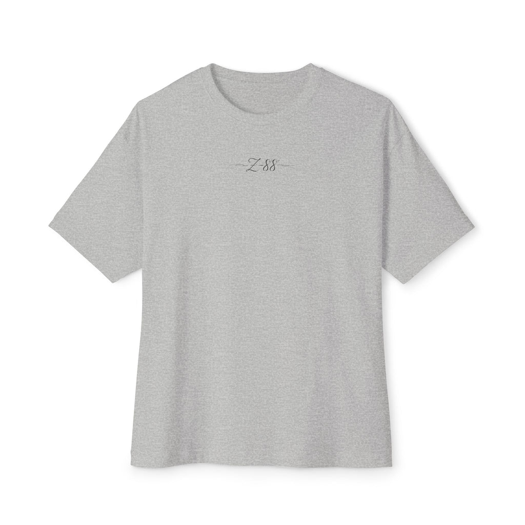 Boxy Tee — Minimal 'Z-88' Embroidered White Oversized T-Shirt