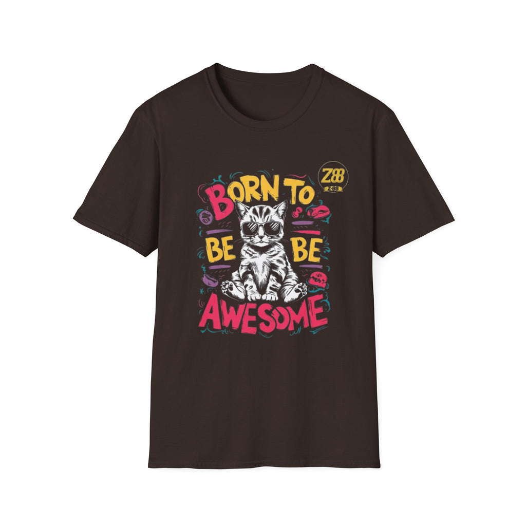 Cat T-Shirt — "Born to Be Awesome" Graphic Tee
