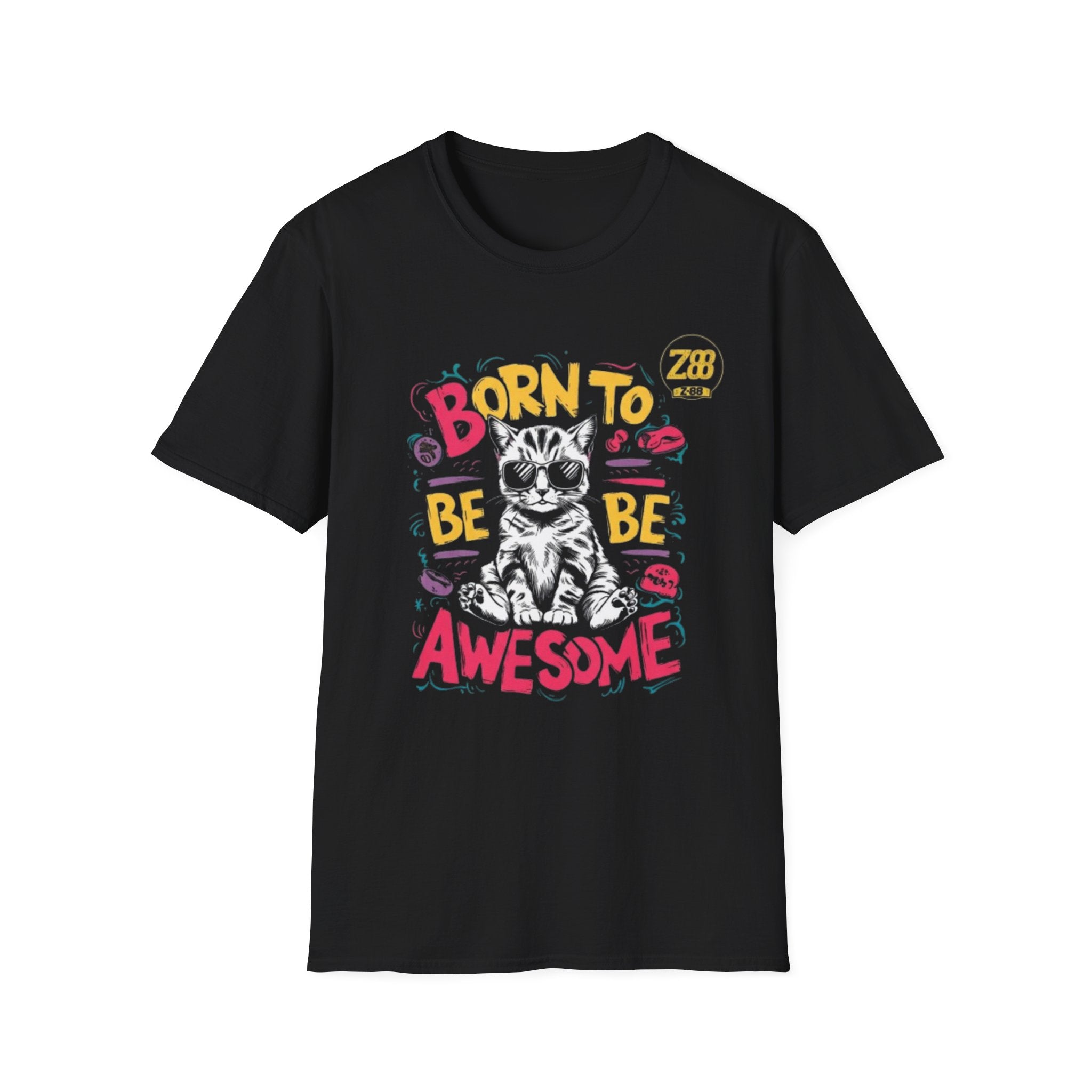 Cat T-Shirt — "Born to Be Awesome" Graphic Tee
