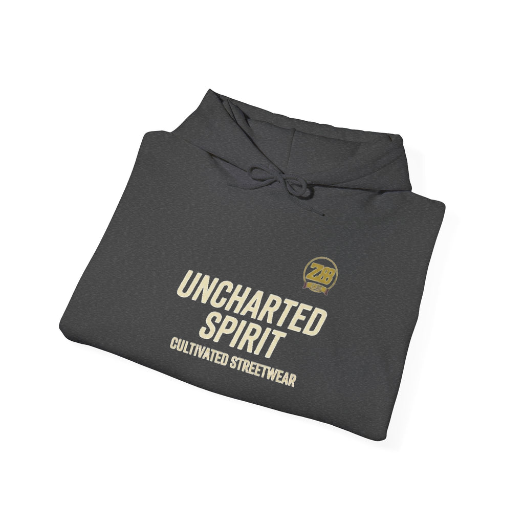 Uncharted Spirit Hoodie – Adventure Vibes Pullover with 'Uncharted Spirit' Text