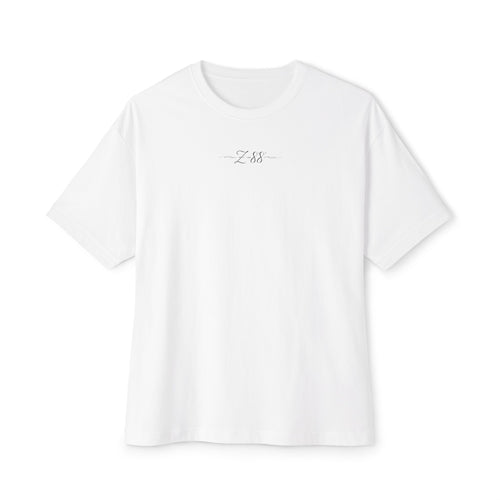 Boxy Tee — Minimal 'Z-88' Embroidered White Oversized T-Shirt