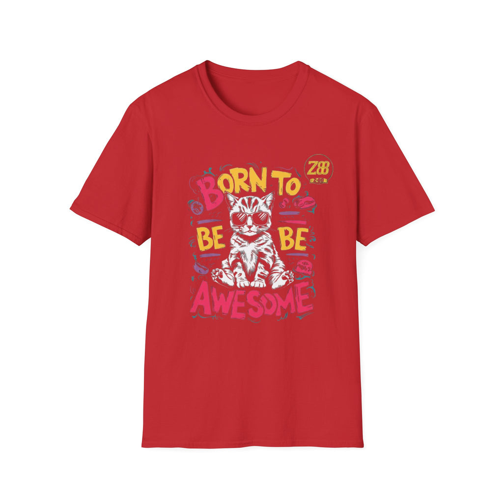 Cat T-Shirt — "Born to Be Awesome" Graphic Tee