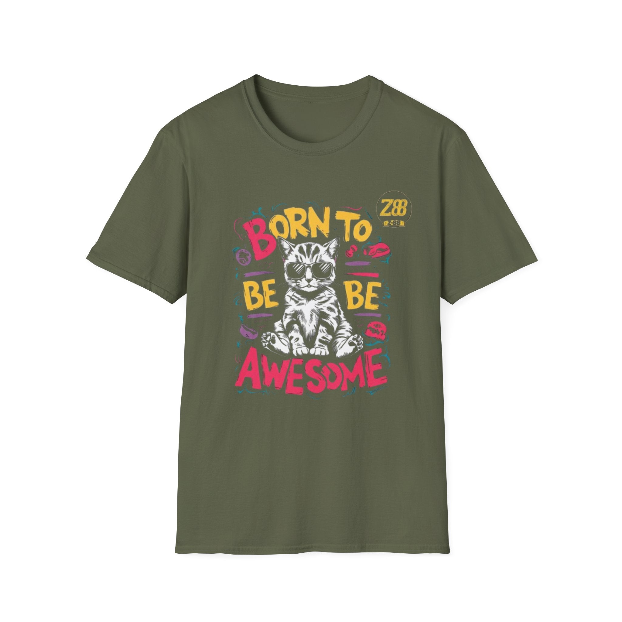 Cat T-Shirt — "Born to Be Awesome" Graphic Tee