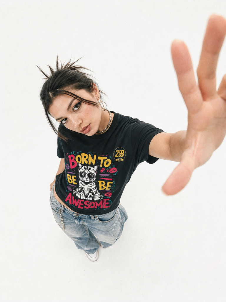 Camiseta Negra Streetwear Z-88 – "Born To Be Awesome"