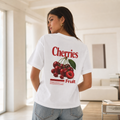 Camiseta Oversized Blanca 'Cherries Fruit' Estilo Streetwear | Z-88